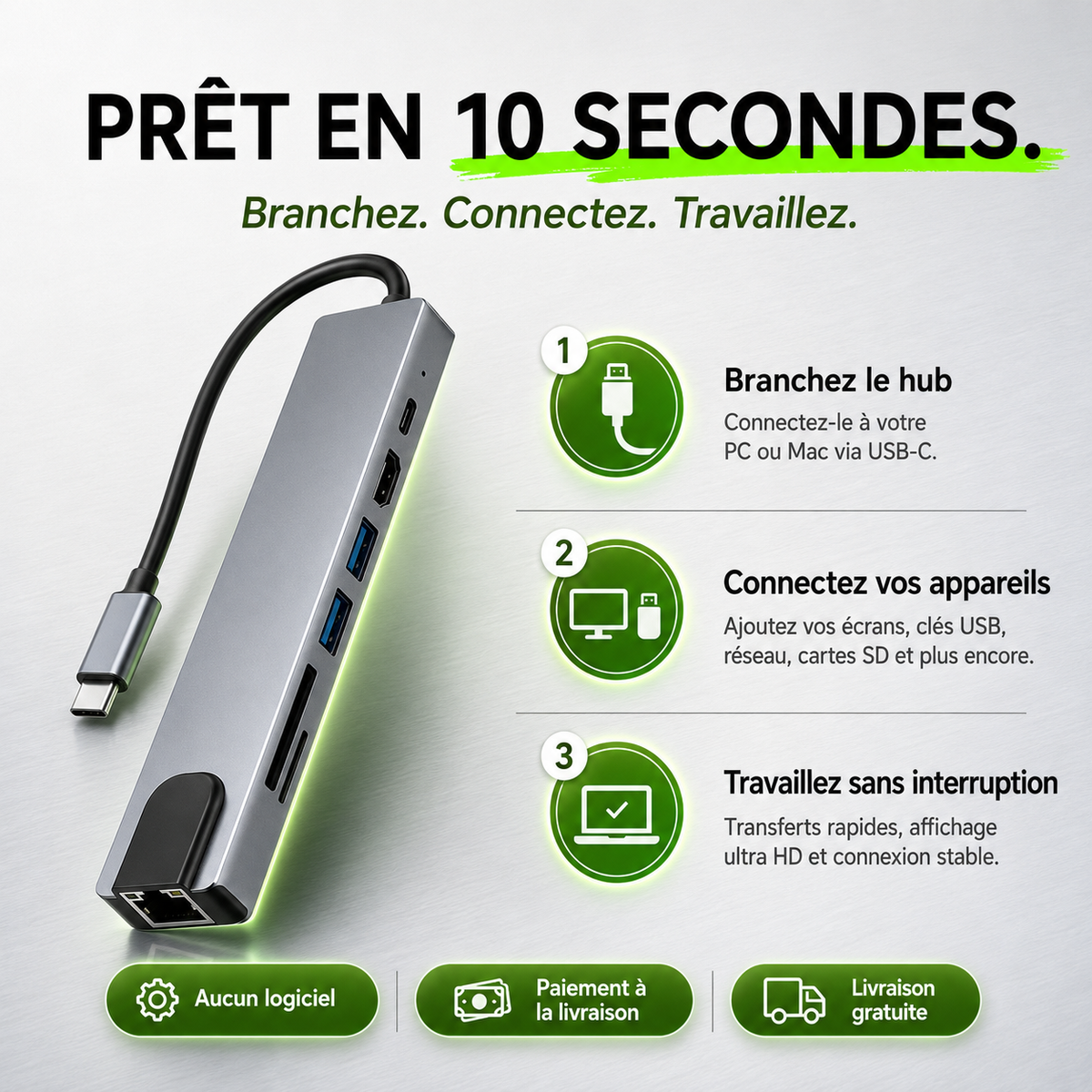 Hub USB C 8 en 1 connecteur (🇨🇬)