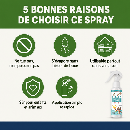 Spray Répulsif à Lézard et Gecko - Fini les Lézards Dans Votre Maison (🇨🇬)