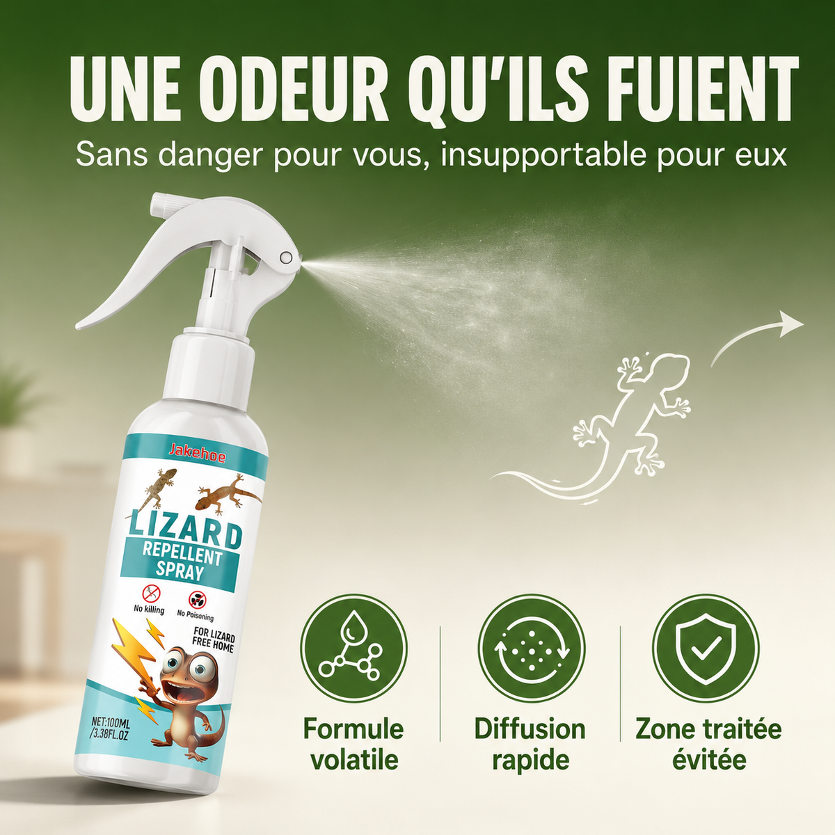Spray Répulsif à Lézard et Gecko - Fini les Lézards Dans Votre Maison (🇨🇬)