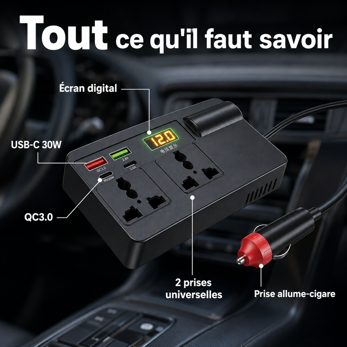 Rallonge convertisseur de voiture