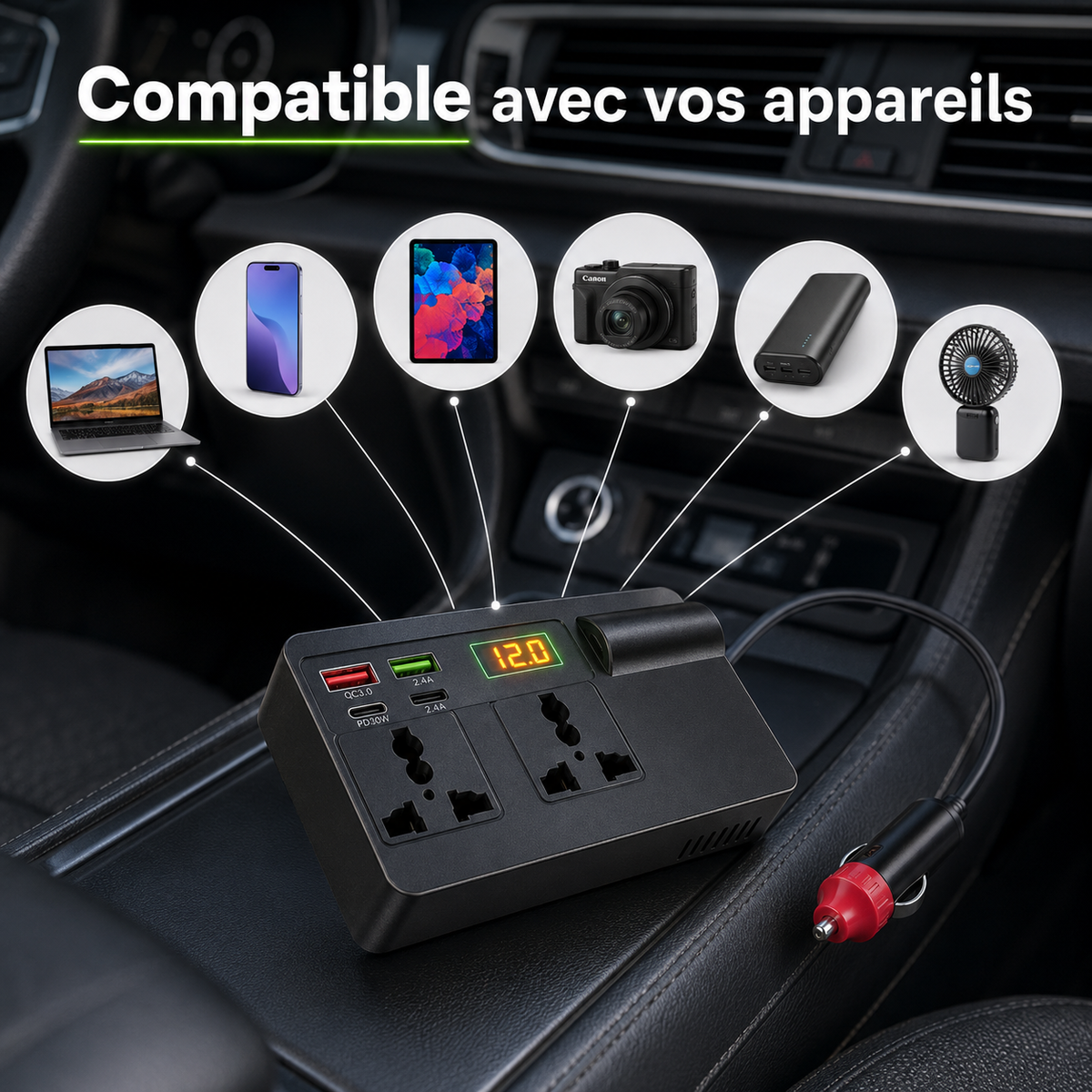Rallonge convertisseur de voiture
