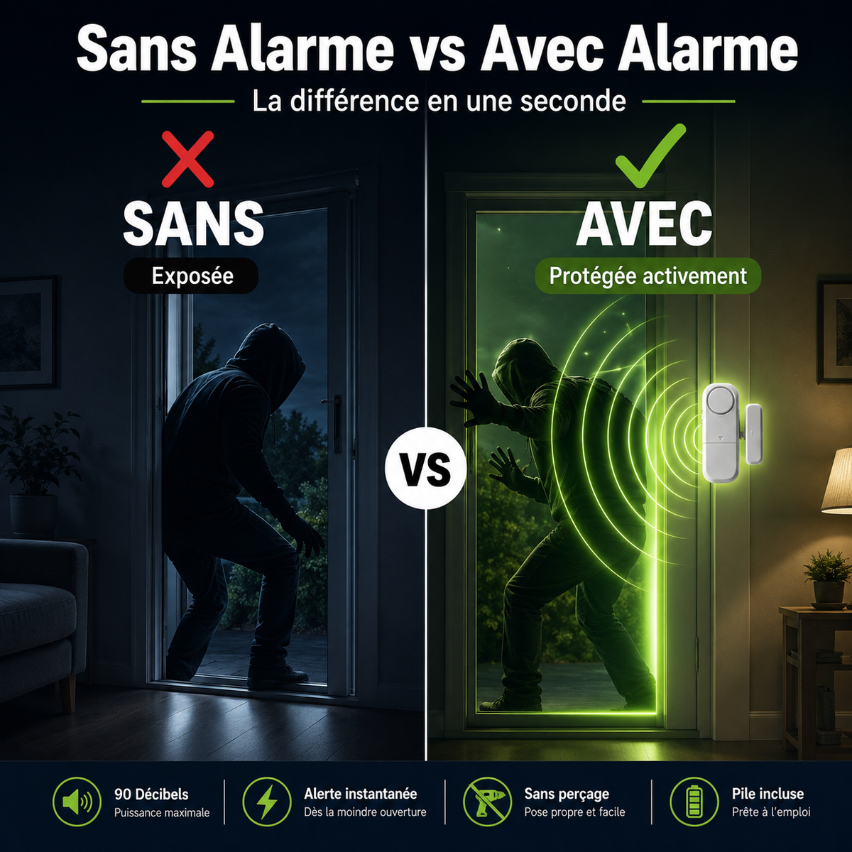 Alarme anti-vols & Intrusions (1 Acheté = 1 Offert) (🇹🇩)