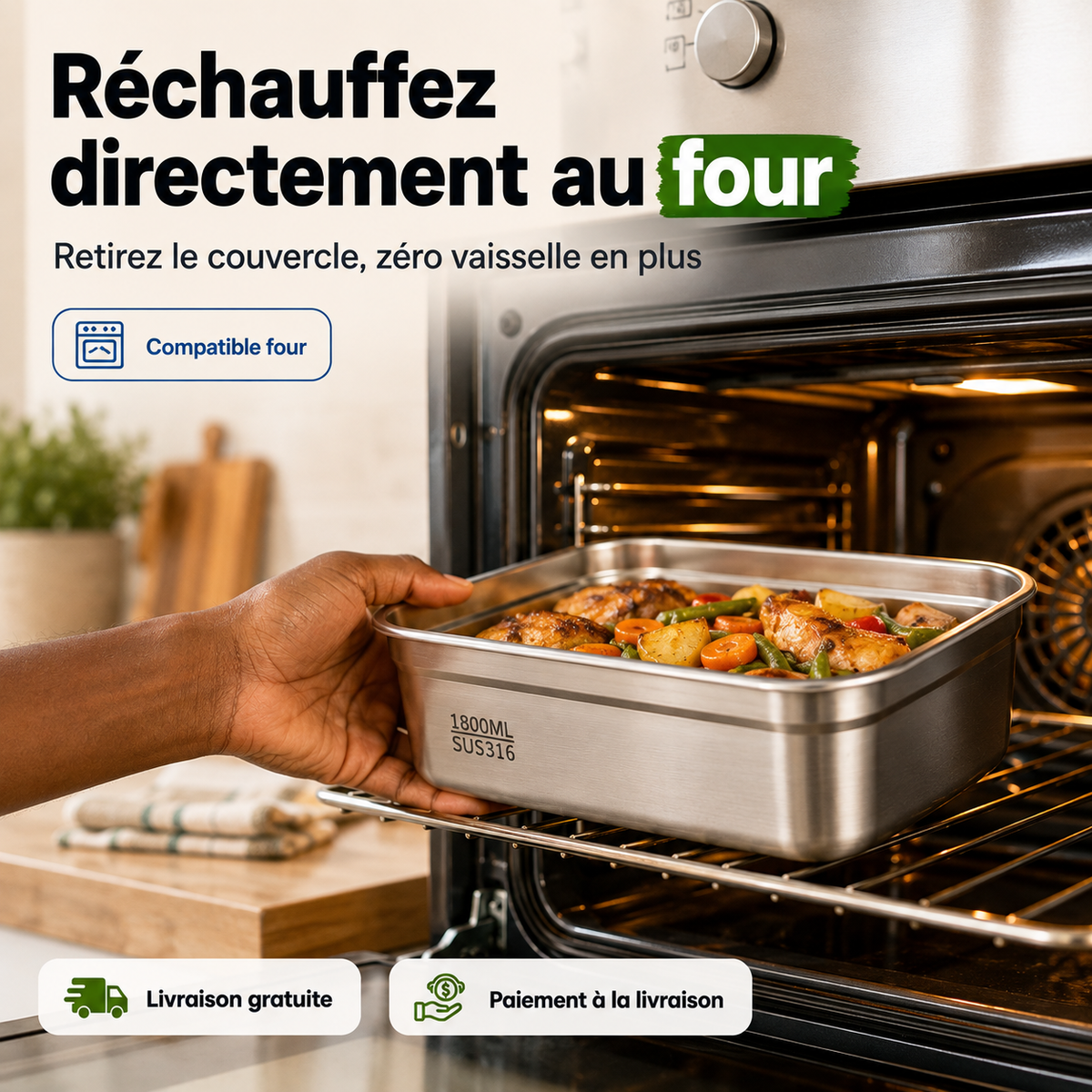 Lot de 2 Boîtes de Conservation Hermétiques en Inox (🇨🇮)