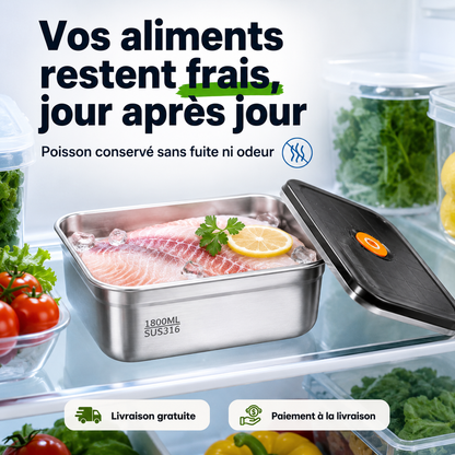 Lot de 2 Boîtes de Conservation Hermétiques en Inox (🇨🇮)