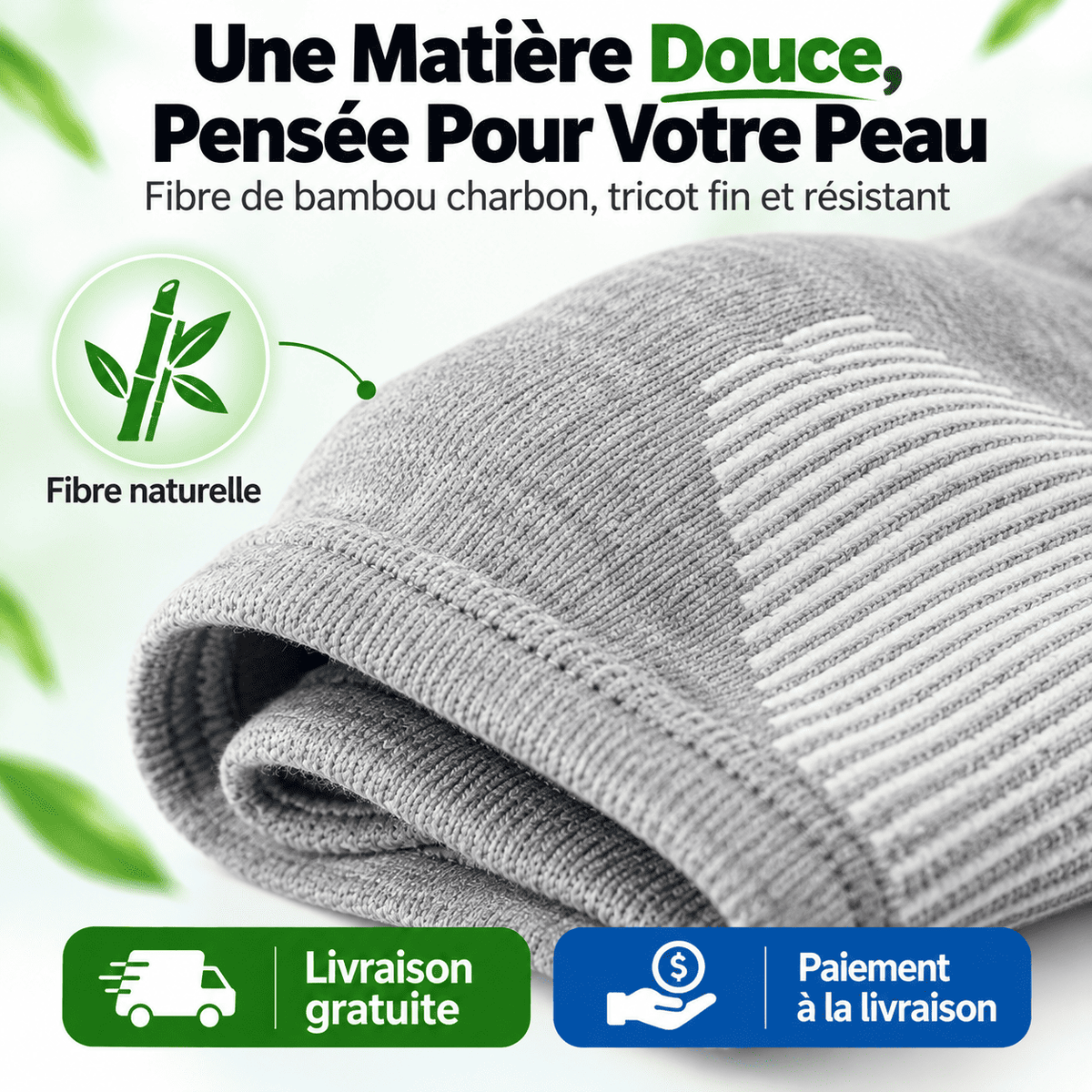 Paire de Genouillère en Bamboo Charbon - Soulagez vos douleurs de genoux
