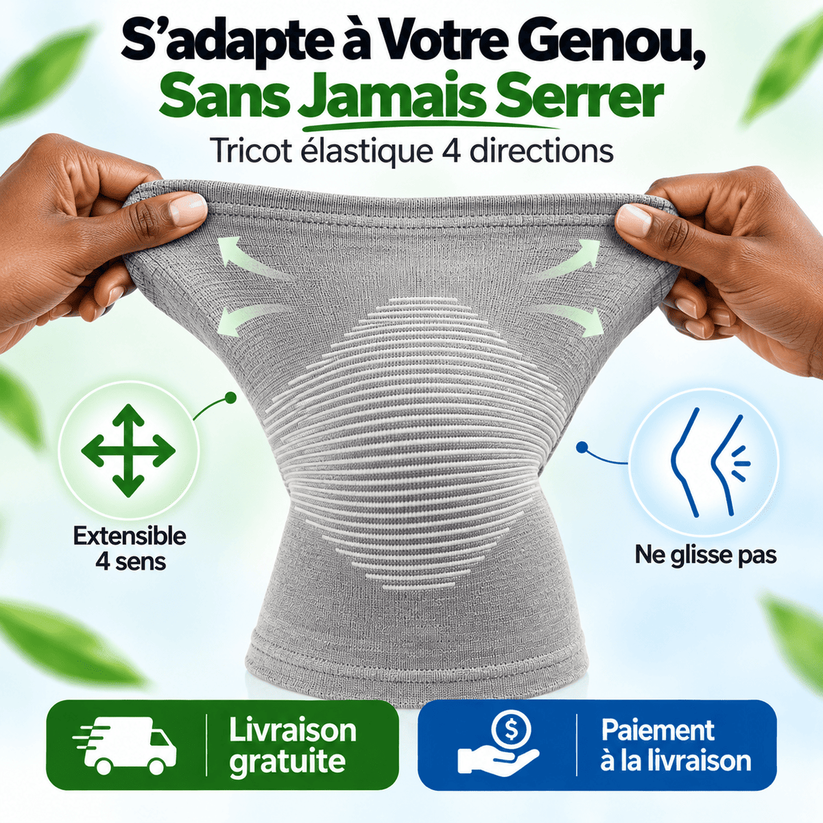 Paire de Genouillère en Bamboo Charbon - Soulagez vos douleurs de genoux