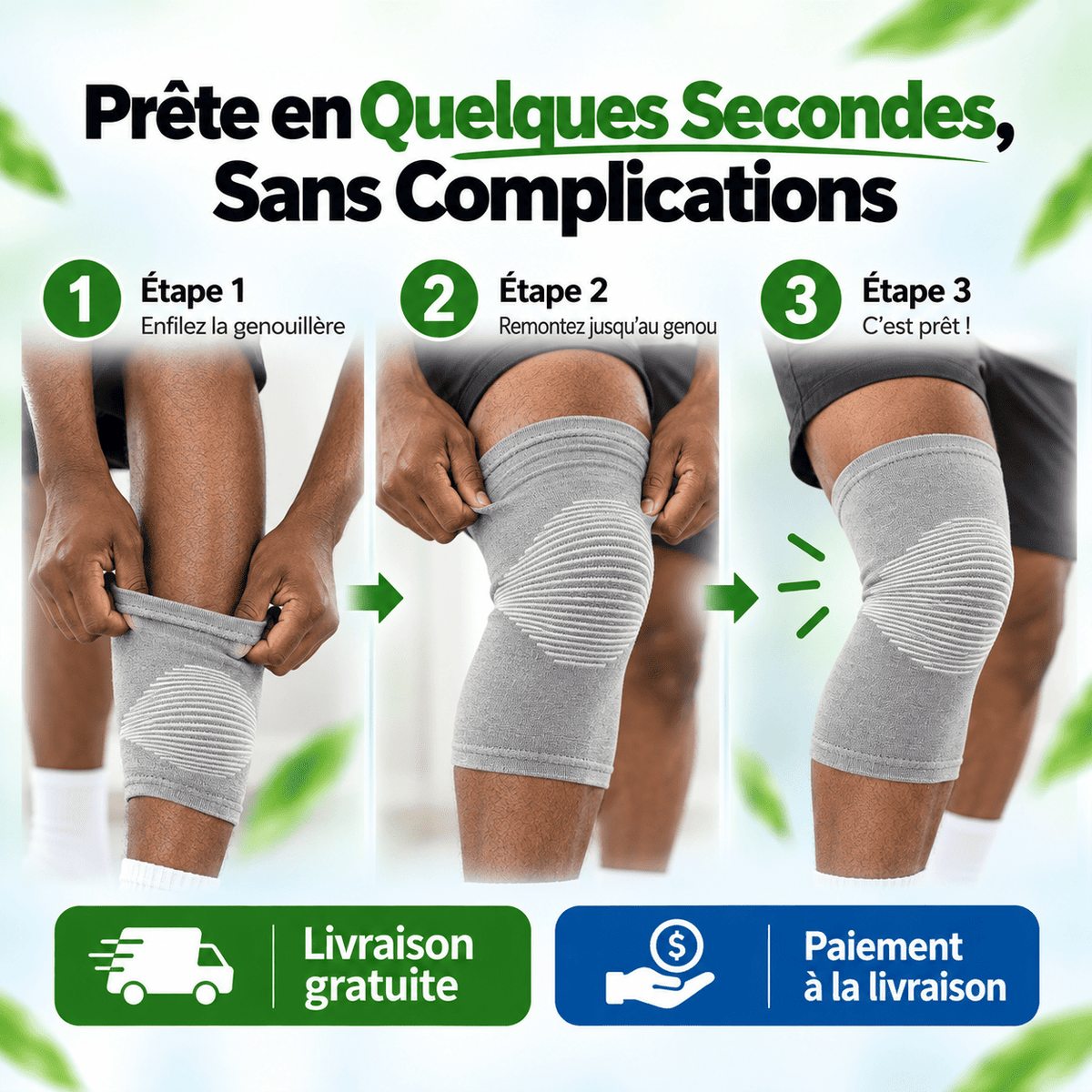 Paire de Genouillère en Bamboo Charbon - Soulagez vos douleurs de genoux