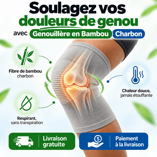 Paire de Genouillère en Bamboo Charbon - Soulagez vos douleurs de genoux