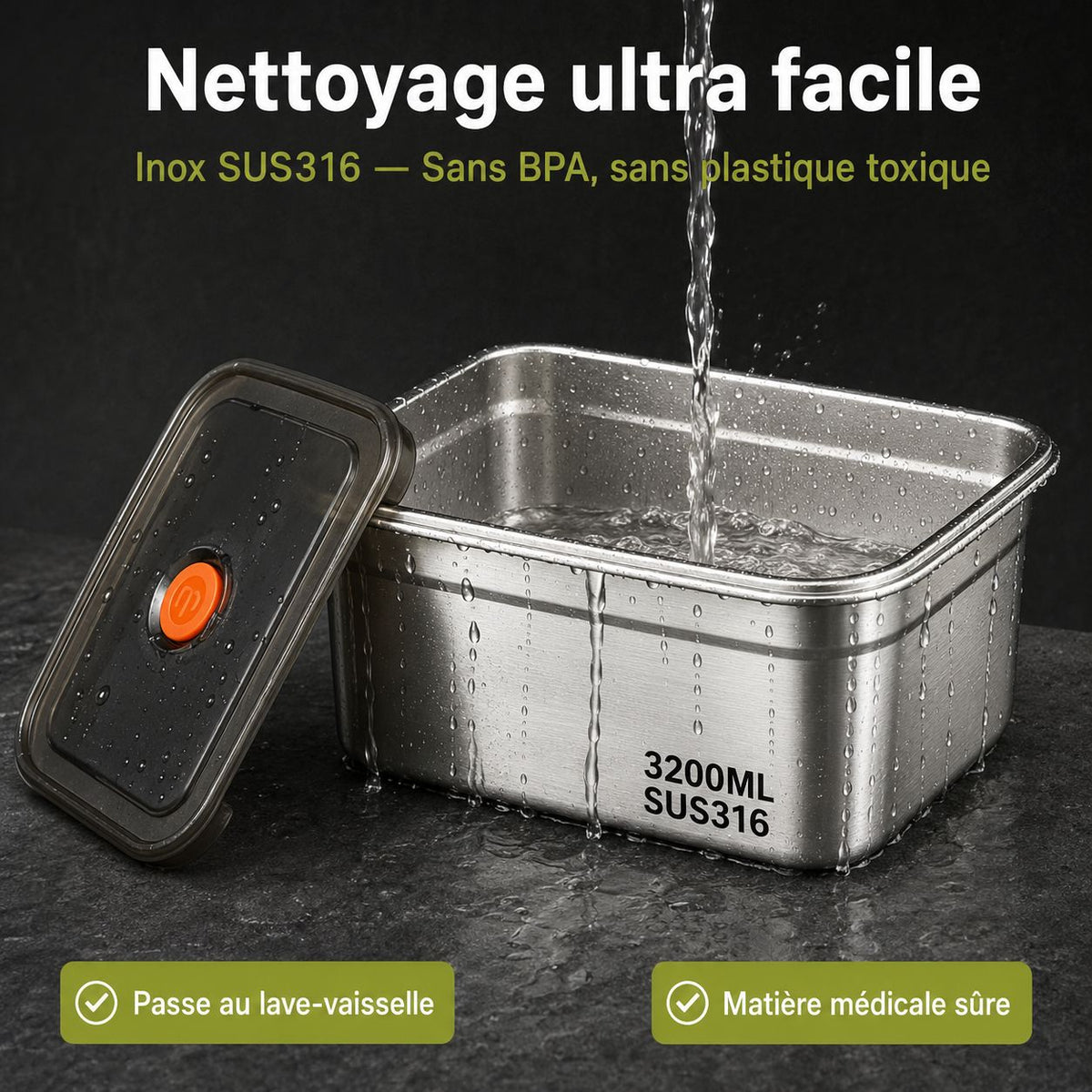 Lot de 2 Boîtes de Conservation Hermétiques en Inox (🇨🇮)