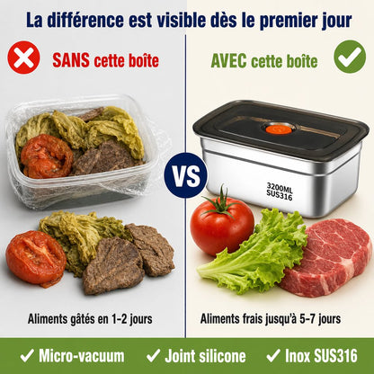 Lot de 2 Boîtes de Conservation Hermétiques en Inox (🇨🇮)