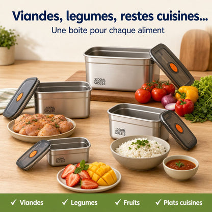 Lot de 2 Boîtes de Conservation Hermétiques en Inox (🇨🇮)